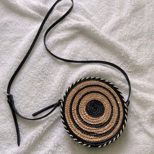 Rebecca Minkoff Straw Circle Leather Crossbody Bag